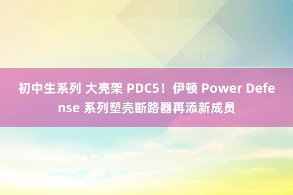 初中生系列 大壳架 PDC5！伊顿 Power Defense 系列塑壳断路器再添新成员