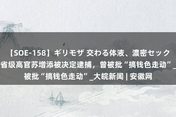 【SOE-158】ギリモザ 交わる体液、濃密セックス Ami 70岁原副省级高官苏增添被决定逮捕，曾被批“搞钱色走动”_大皖新闻 | 安徽网