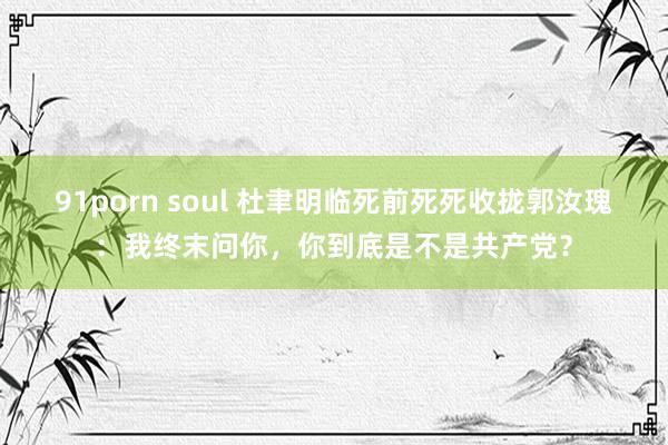 91porn soul 杜聿明临死前死死收拢郭汝瑰：我终末问你，你到底是不是共产党？