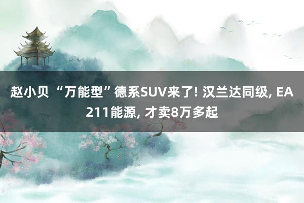 赵小贝 “万能型”德系SUV来了! 汉兰达同级， EA211能源， 才卖8万多起